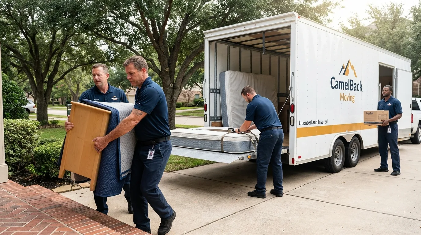 Crew loading residential truck for cross-state move from Bowling Green, OH