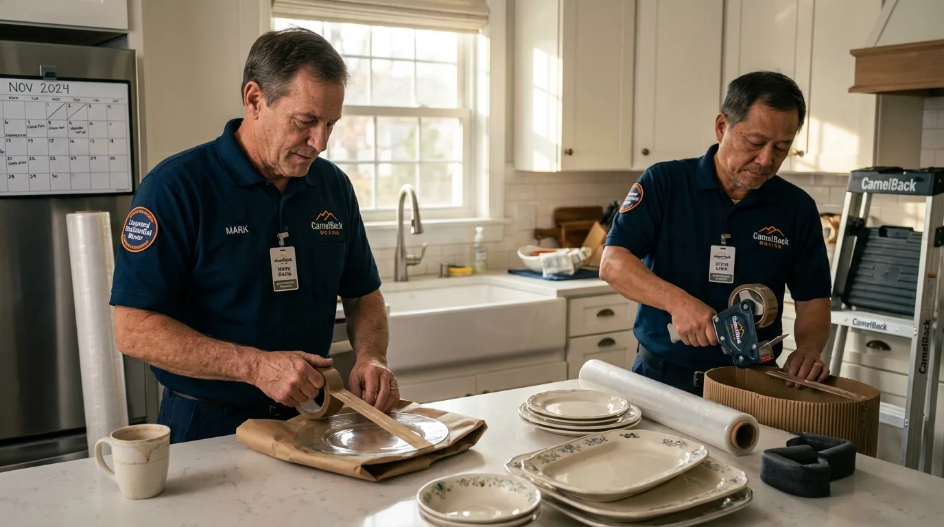 Professional crew packing kitchen dishware in Bowling Green, OH
